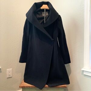 Elegant Black Wool Wrap Coat
